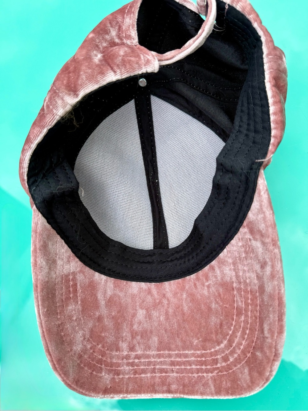 Plush Velvet Baseball Cap - Dusty Rose - Picture 4 of 4